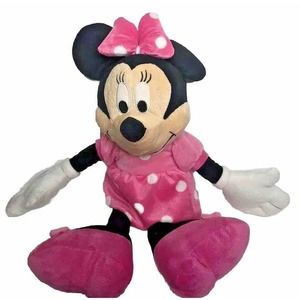 Disney Store Authentic Pink Minnie Mouse Stuffed Plush Toy Pink Dress Large 23"